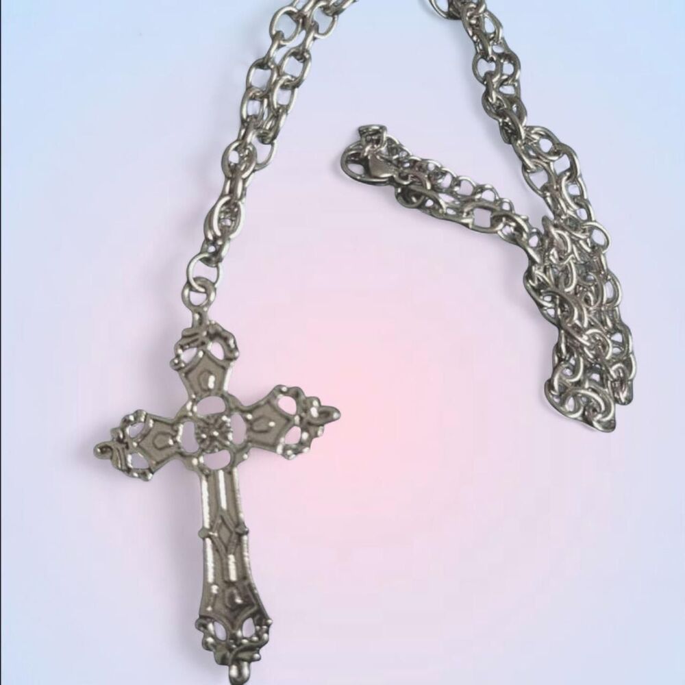 silver cross chain necklace